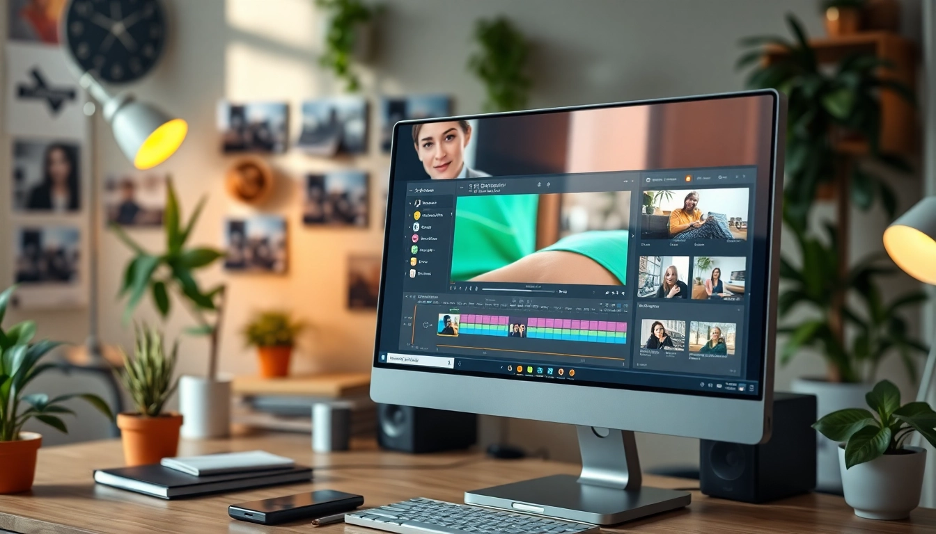 Transform videos effortlessly with SRT Generator interface in a bright editing room.