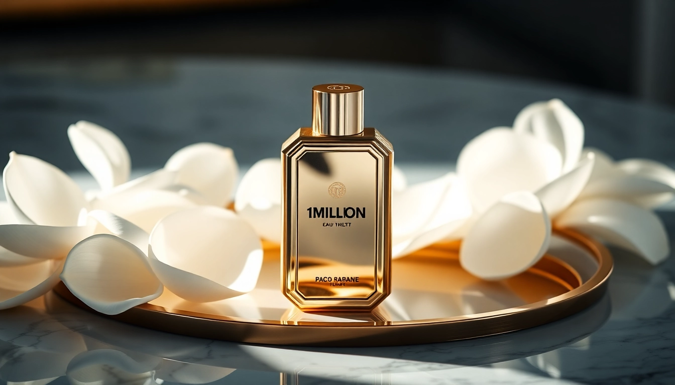 Paco Rabanne 1 Million for men eau de toilette displayed elegantly on a marble surface.