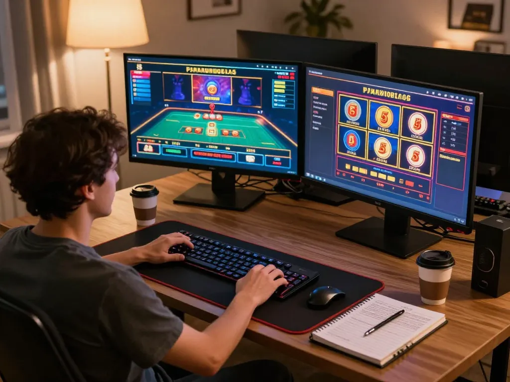 Engaged player enjoying online casino games at home on 56WIN gaming platform