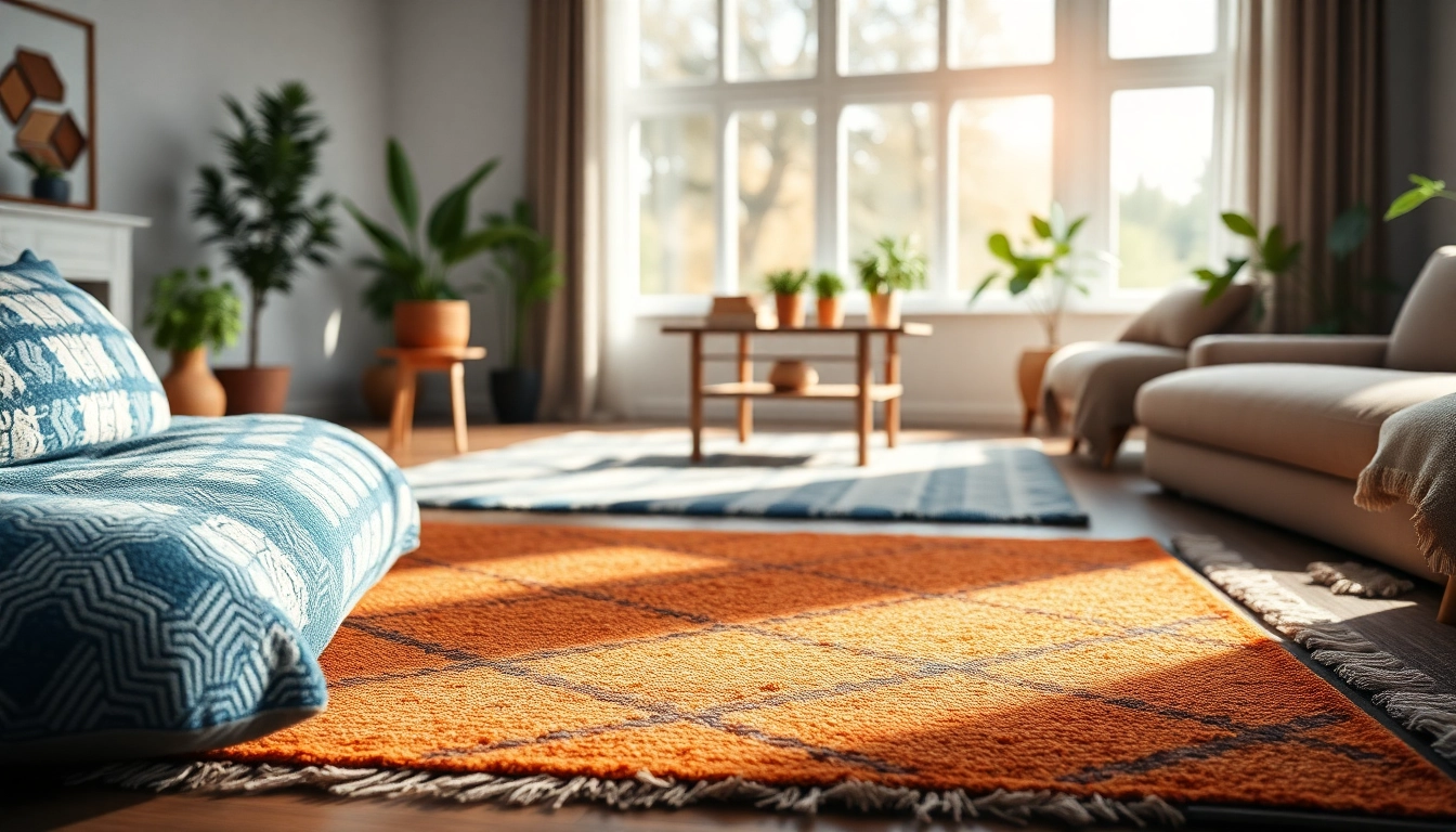 Enhance your space with eye-catching washable rugs in a cozy living room setting.
