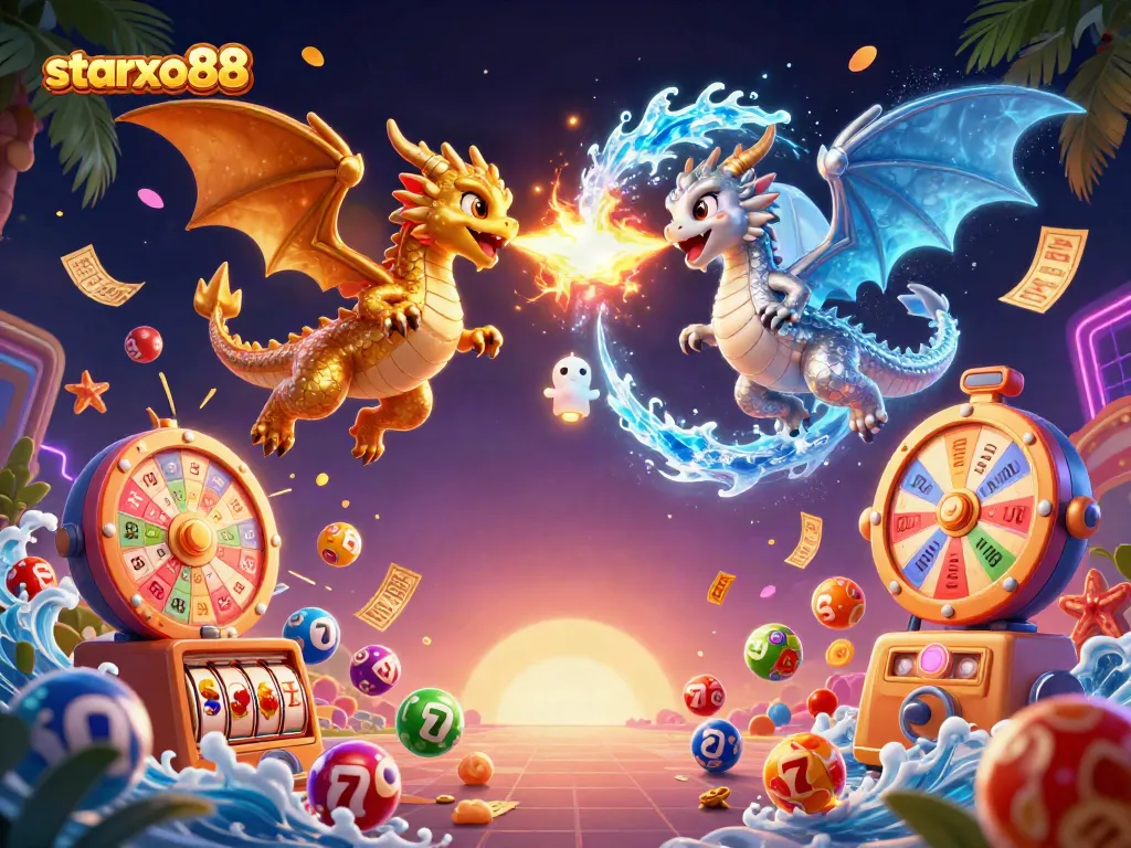 Engage with thrilling games at starxo88 featuring a vibrant animated dragon scene.