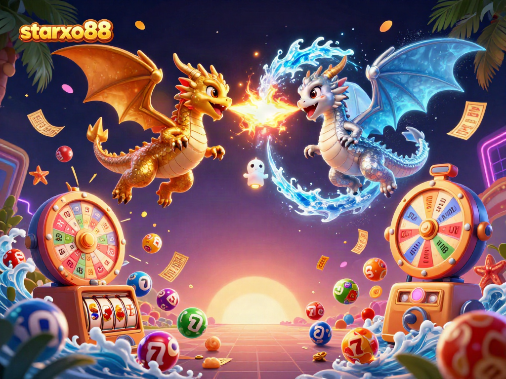 Engage with thrilling games at starxo88 featuring a vibrant animated dragon scene.