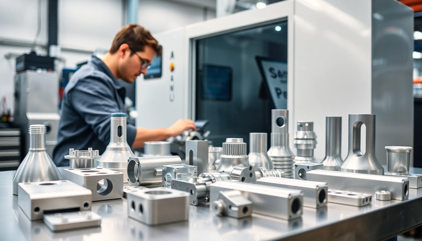 Showcase of aluminum prototypes emphasizing precision and craftsmanship in a professional setting.