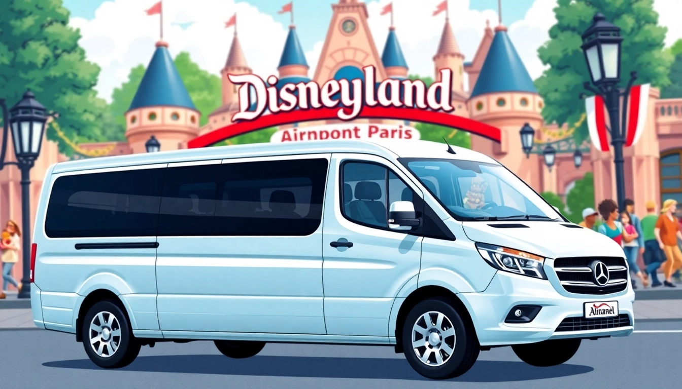 Experience Disneyland Paris airport transfer services with a welcoming vehicle at the park entrance.
