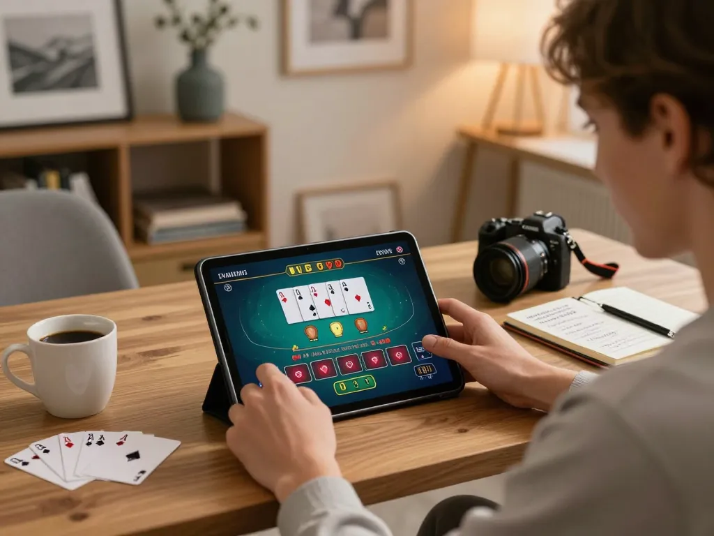 Play live blackjack online with MAY88 in a cozy home office setting.
