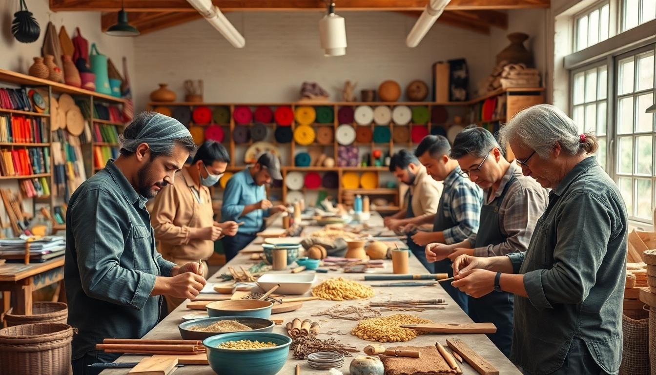 Artisans actively participating in craft training programs, showcasing hands-on skills and collaboration.