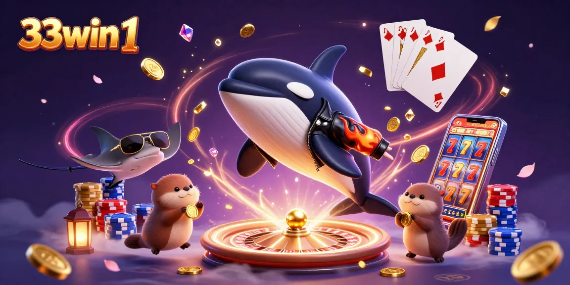 Experience thrilling gameplay with the 33win 1 orca, stingray, and sea otters winning golden coins.
