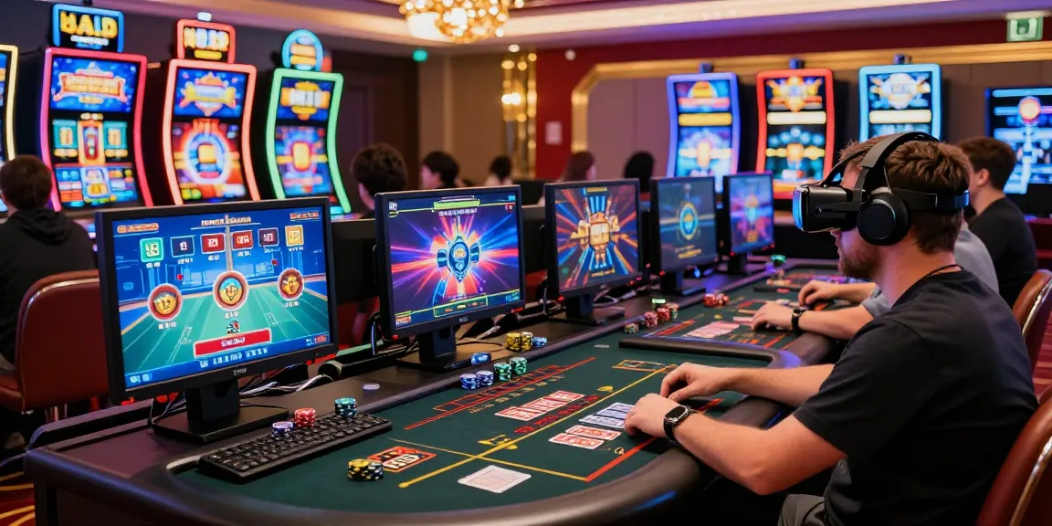 Exciting scene showcasing players at credit card casinos enjoying live dealer games and vibrant slot machines.