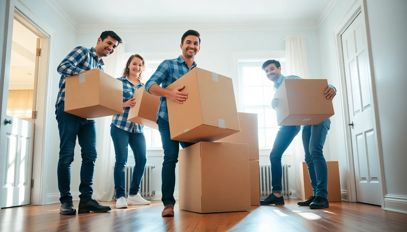 Boston local movers efficiently handling boxes during a residential move in Boston