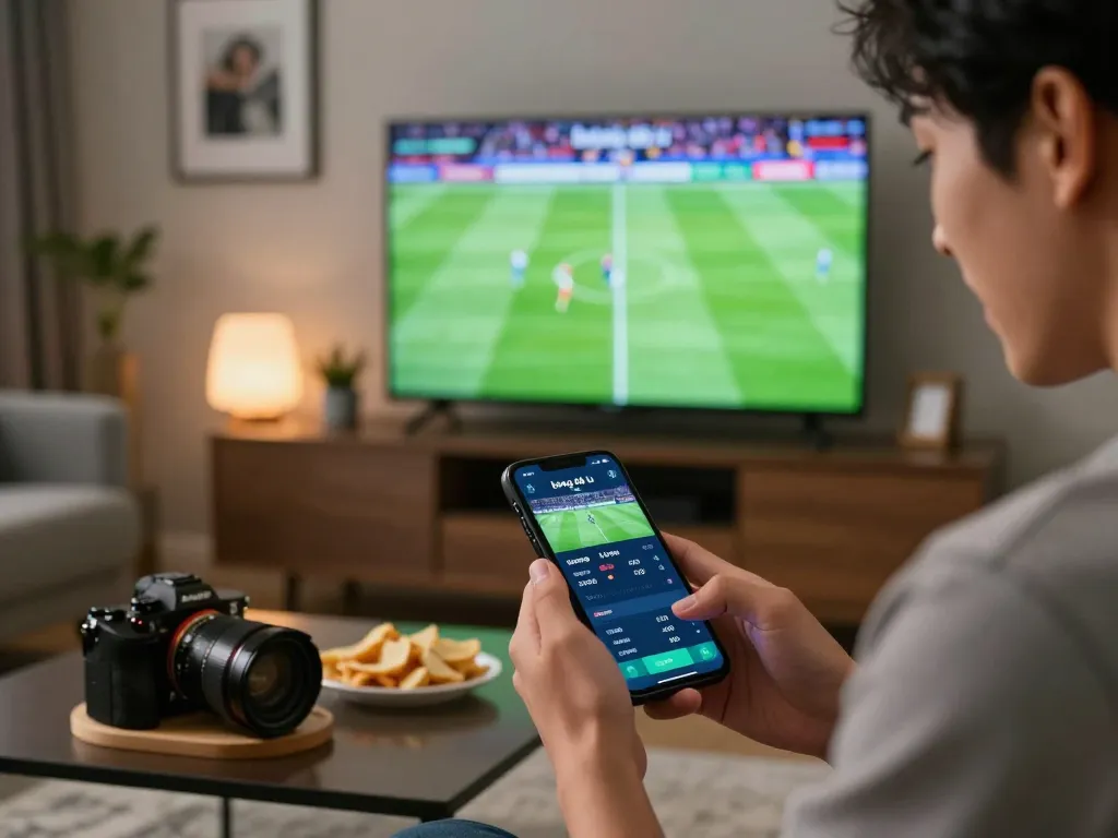 Bóng đá lu betting excitement captured as person places bets during live football match