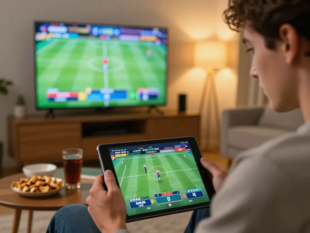 Betting on sports at home using a tablet with focus and excitement at Nhà cái Bet88.