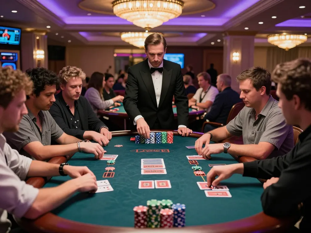 Engaged players at a poker table on https://n188.build/ enjoying a thrilling high-stakes gaming experience