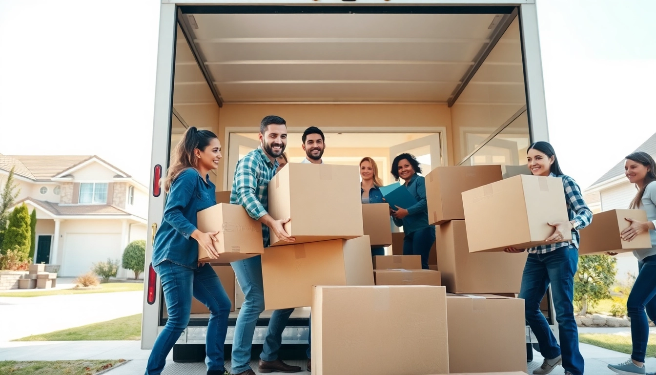 Movers from a moving company Canada expertly handling boxes during a home relocation.