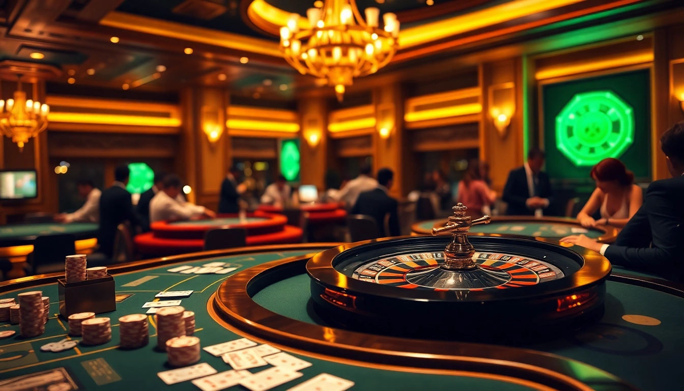 Experience the excitement of 789f nhà cái with vibrant casino tables, poker chips, and roulette action.