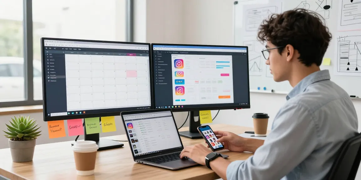 Boost your Instagram presence by acheter des likes Instagram pas cher with effective social media strategies in a vibrant marketing workspace.