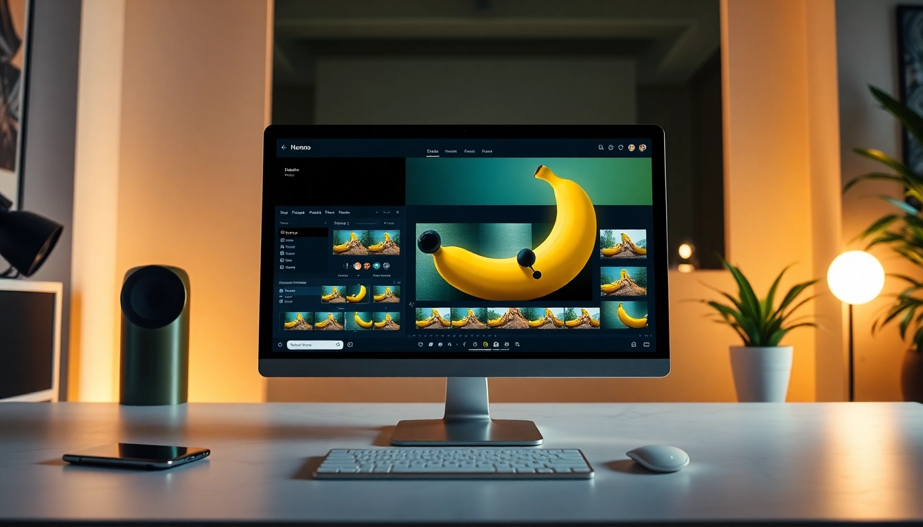 Nano Banana Pro AI image editing tool in a modern workspace setting