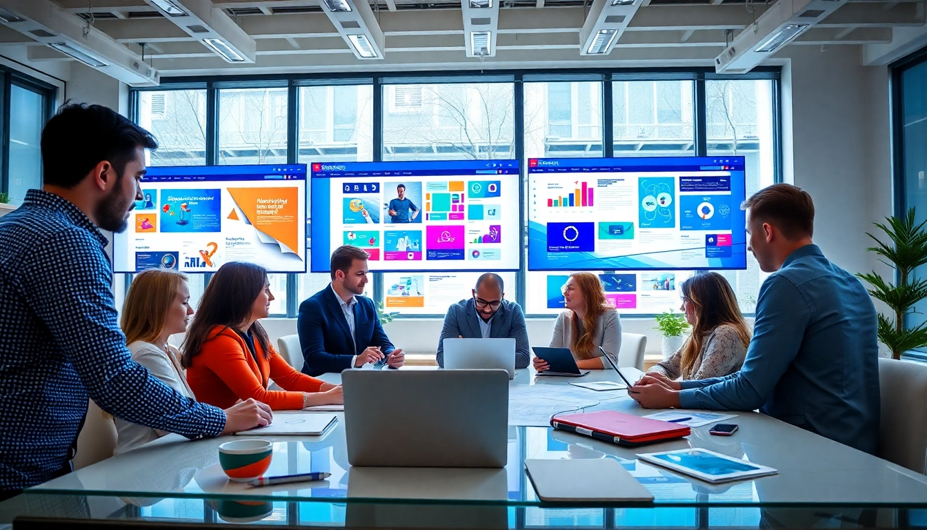 Marketing-Projektteam erstellt innovative Webdesign-Lösungen in einem kreativen Büro.