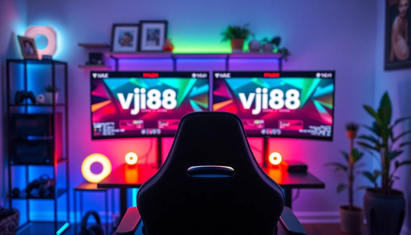 Experience the immersive vj88 environment with a high-end gaming setup in a modern room.