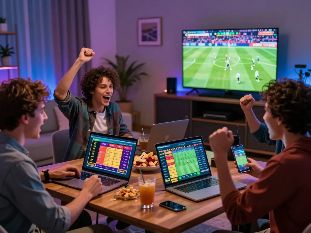 Experience thrilling online betting at https://bong99vn.win/ with friends celebrating live sports.