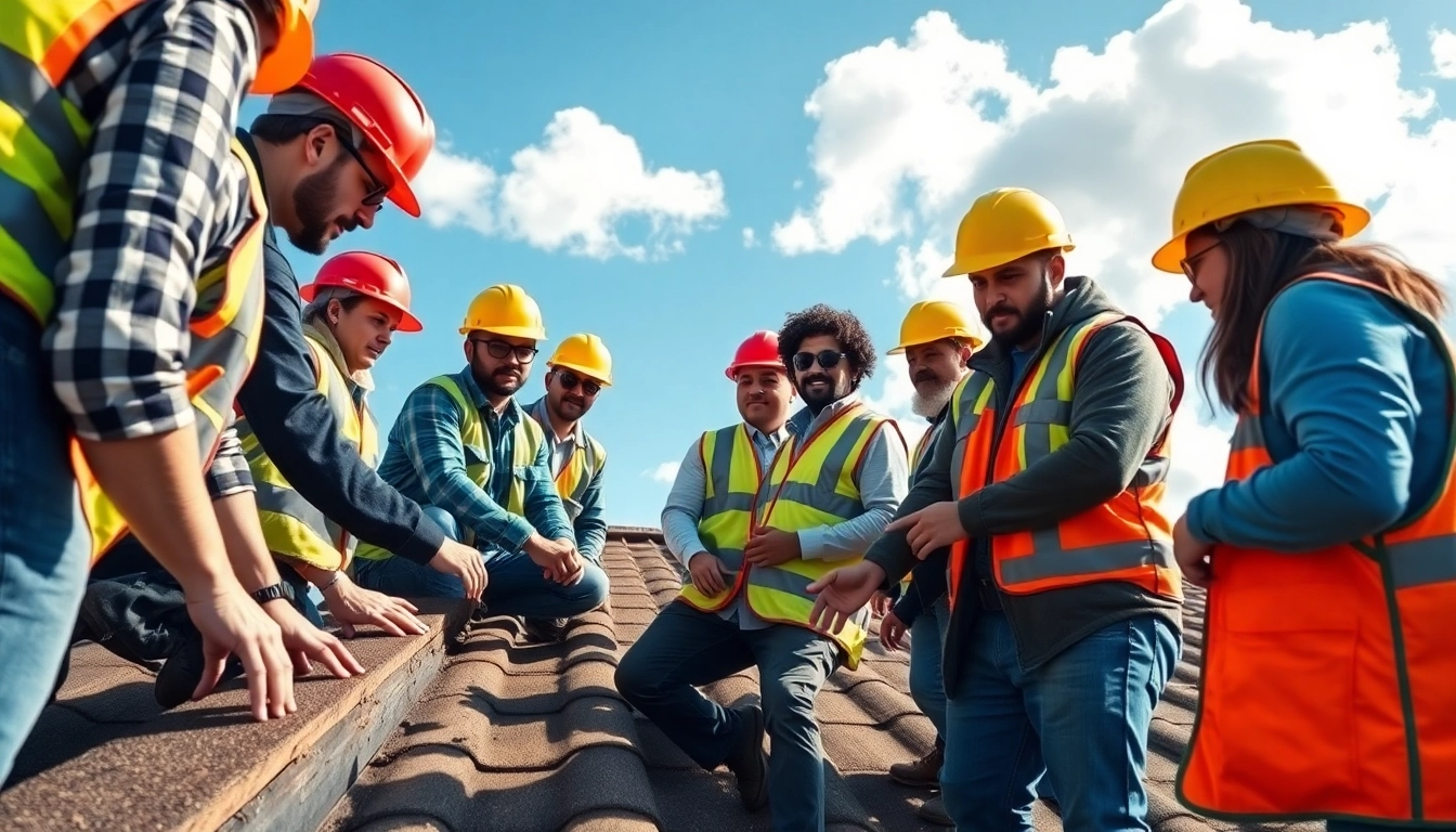 Engaged learners in a roofing apprenticeship program demonstrate skillful practices in a vibrant setting.