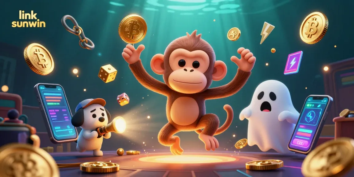 Experience excitement at the haunted casino with link sunwin as golden coins and chips whirl around a playful ghost.