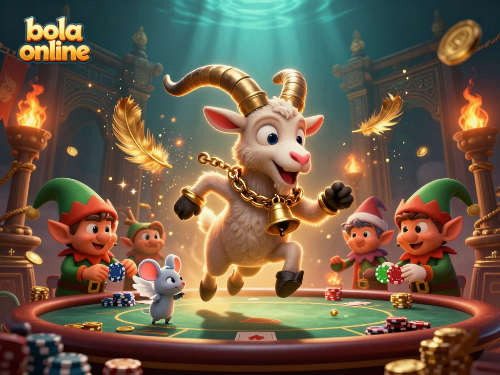 Experience the thrill of bola online in a colorful 3D casino scene featuring vibrant characters.