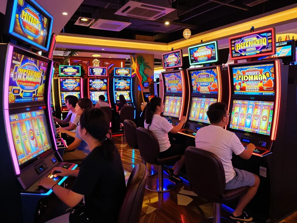 Players enjoying thrilling slot games in Thailand's vibrant casinos.