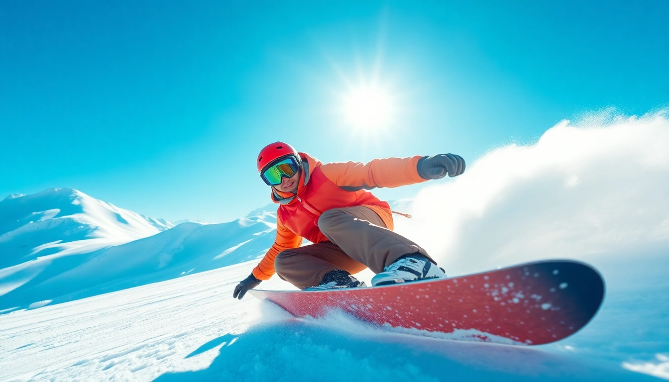 Snowboarder enjoying winter sports in Andover, MA ski and snowboard scenery.