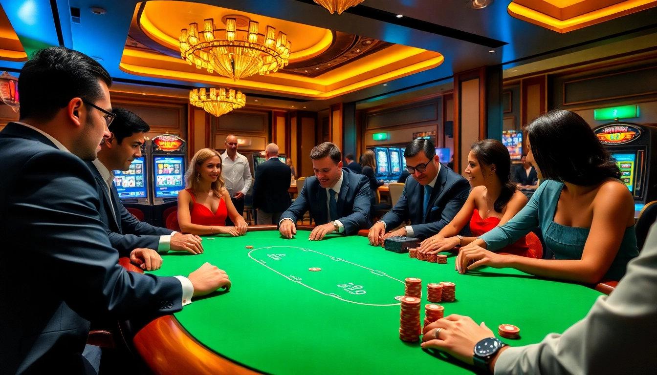 Experience the thrill of w88 at an elegant casino poker table with intense gameplay.