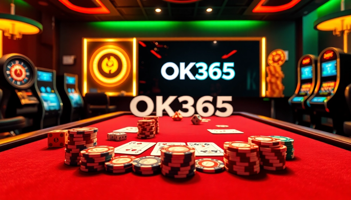 Experience the thrill of high-stakes gaming at OK365 with a luxurious poker table setting.