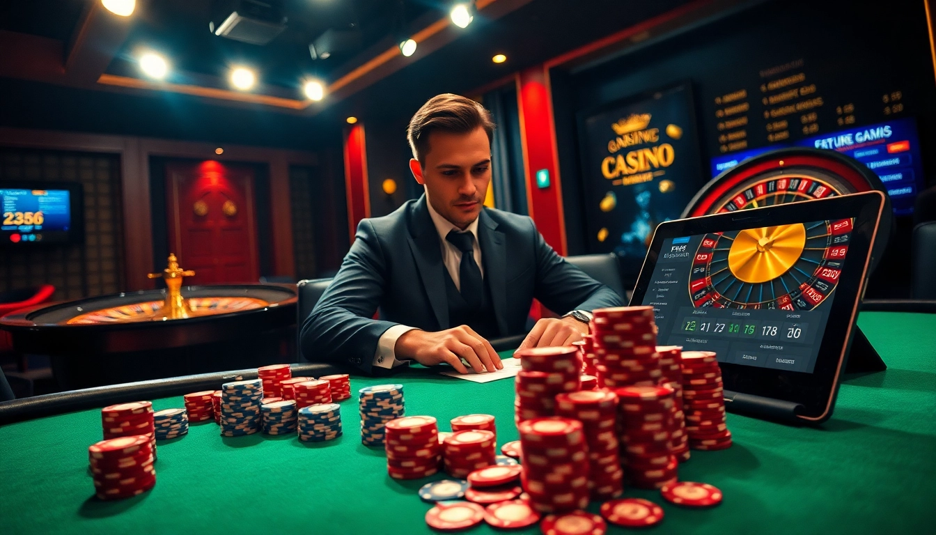 Experience thrilling moments at https://vaoluoitv.it.com with a professional gambler at a luxurious casino table.