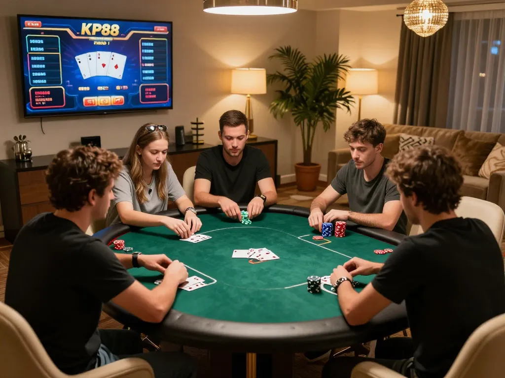 Engage in expert-level poker online at KP88 with an inviting atmosphere and digital cards.