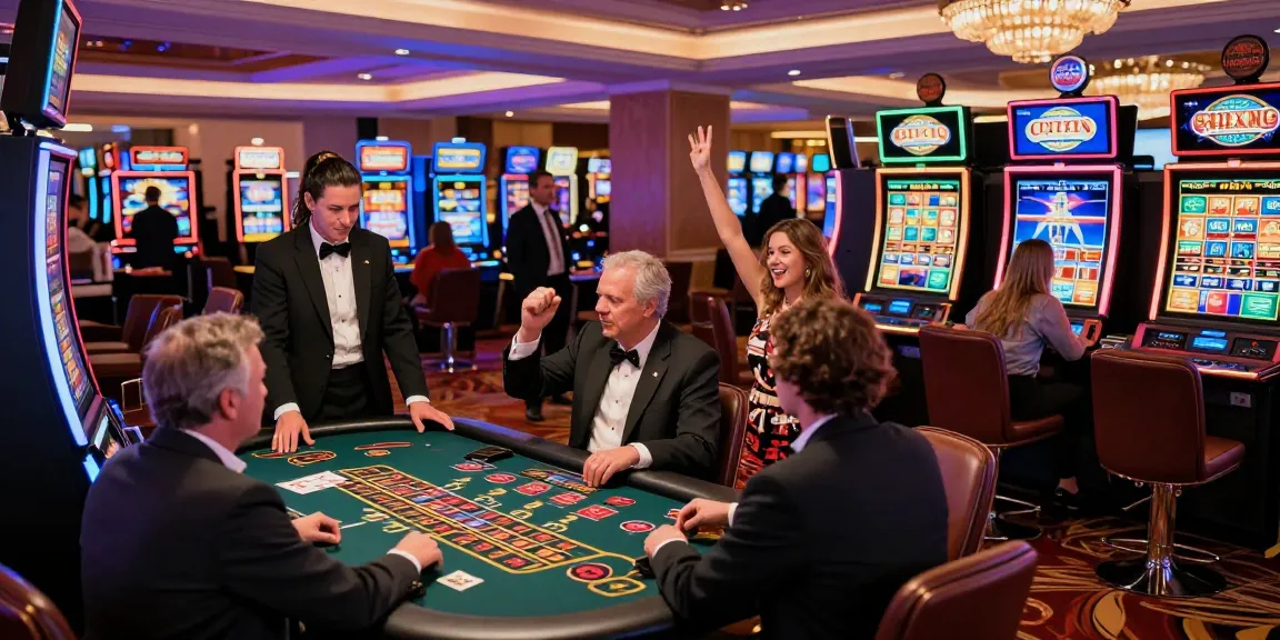 Exciting gaming floor at casinos not on gamstop with players enjoying diverse games and celebratory atmosphere.