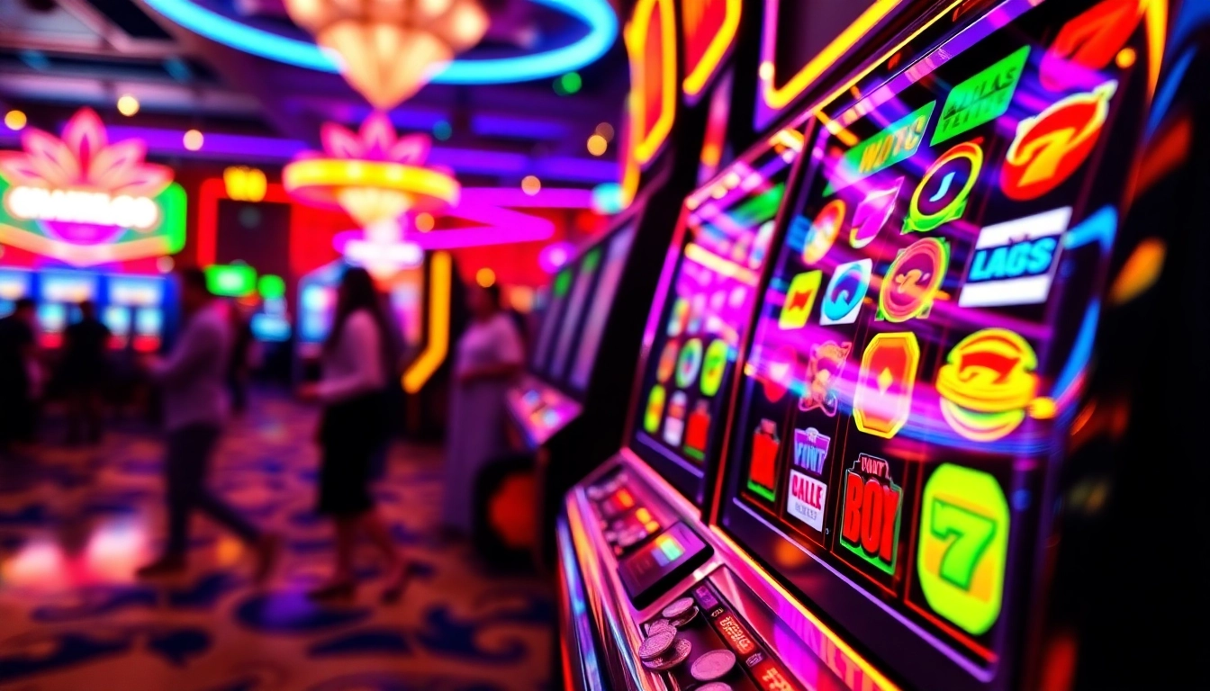 Experience the thrill of slot gacor with vibrant casino machines and excited players.
