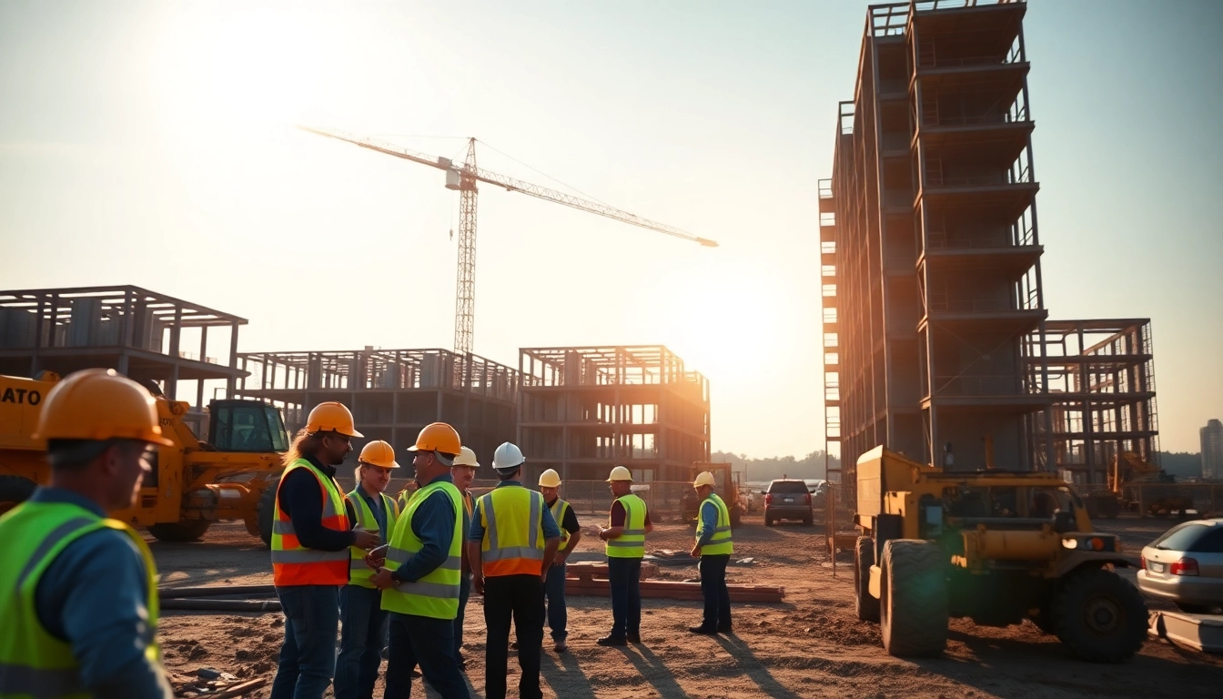 Showcasing Carolina construction news with workers and machinery at a busy construction site.