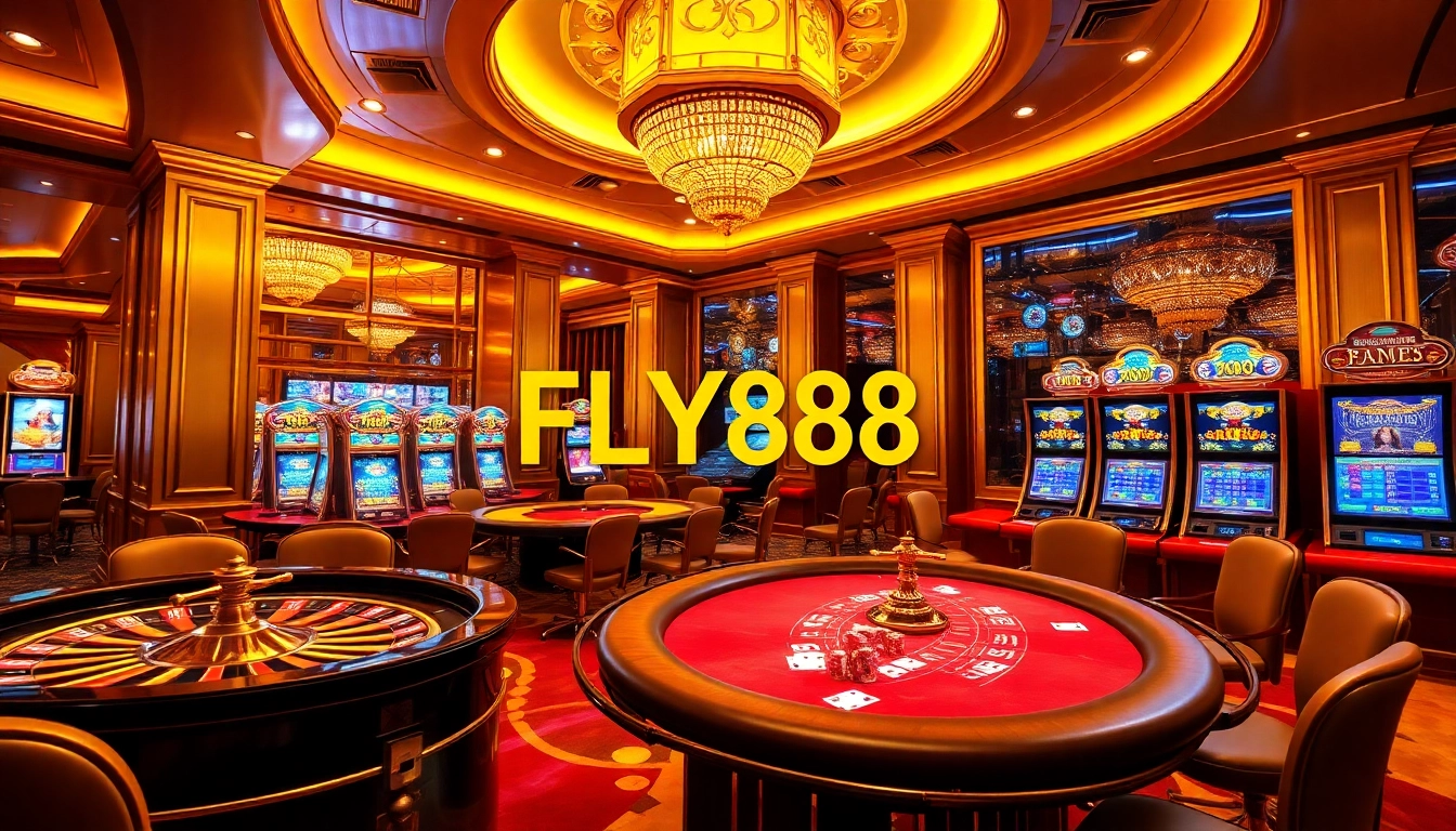 Experience the thrill of winning at FLY88's luxurious casino games with roulette and poker tables.