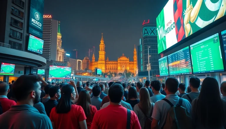 Engaging scene of best sports betting sites for Mexico with enthusiastic fans analyzing odds.
