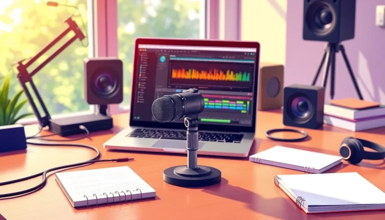 MV88 microphone showcased in a modern workspace highlighting audio editing features.