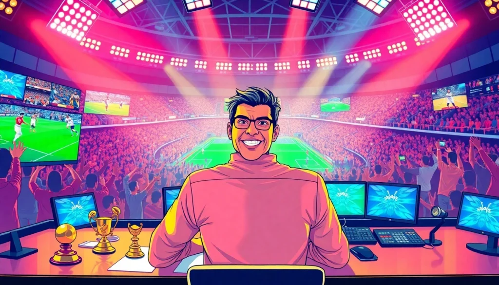 스포츠중계하며 해설하는 전문가의 독창적인 모습