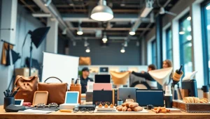 Fotografo Commerciale che realizza scatti per prodotti in un moderno studio fotografico.