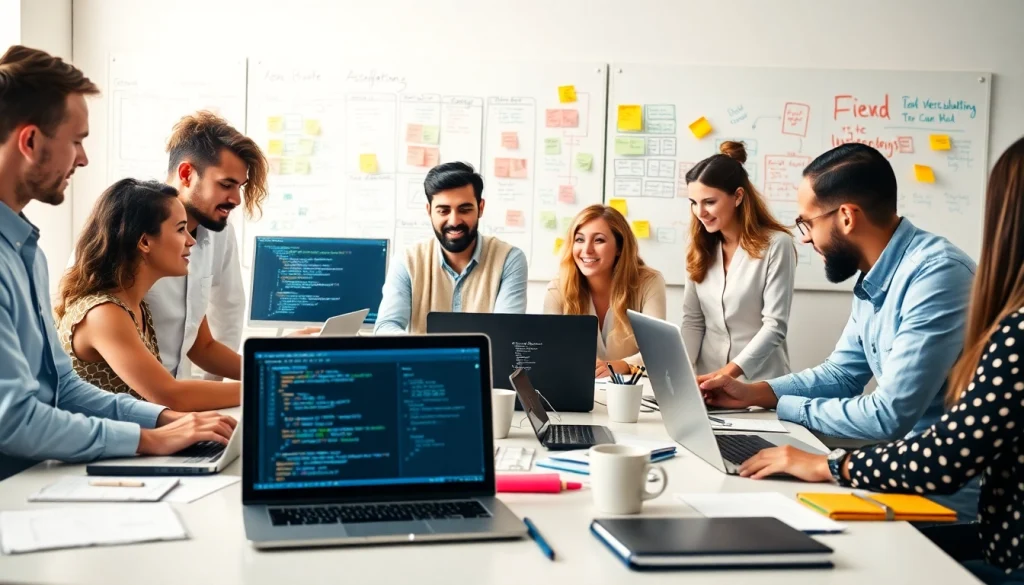 Collaborative team working on web development at https://www.ound-ound.com showcasing creativity.