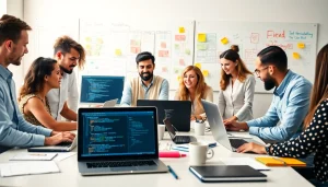 Collaborative team working on web development at https://www.ound-ound.com showcasing creativity.