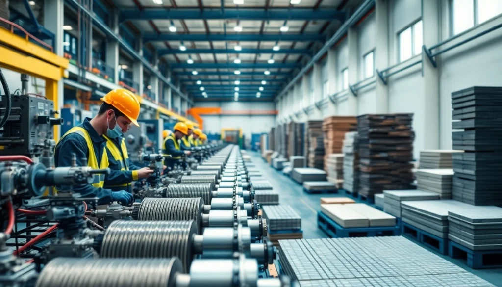 Showcasing NdFeB magnets manufacturer in china during a high-precision manufacturing process in a factory.