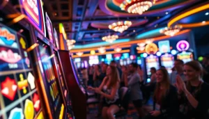 Menampilkan bro138 slot dengan desain menawan, dalam suasana kasino yang meriah dan penuh semangat.