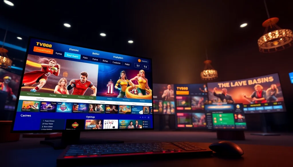 TV88 online casino interface showcasing games and promotions for a vibrant user experience.
