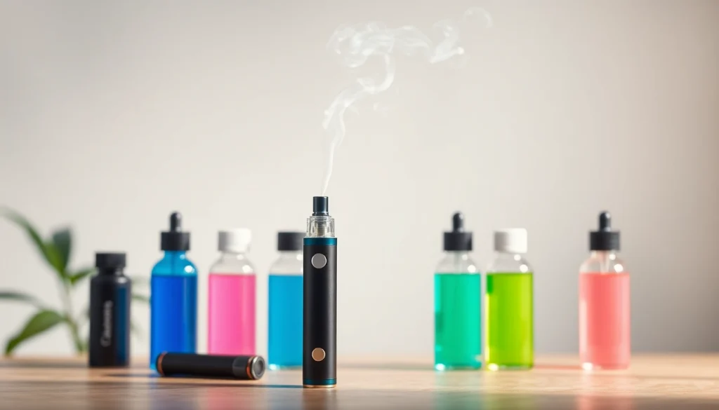 Vape ohne nikotin in einem modernen Setup mit bunten E-Liquids und entspannter Atmosphäre.