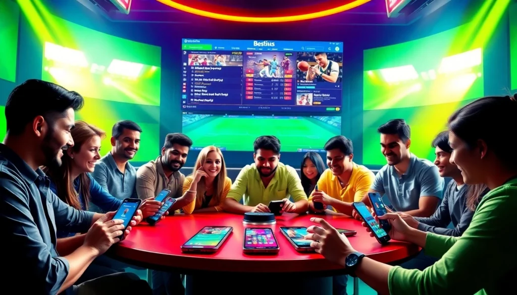 Exciting bettors exploring the best sports betting sites in India through mobile apps and live events.