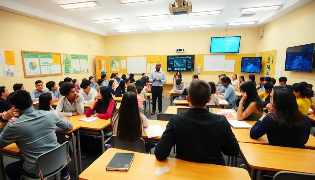Engaged students collaborating in a vibrant classroom, embodying the spirit of Education.