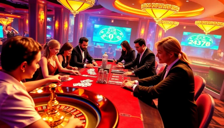 Casino players engaging in thrilling games at KJC AC 2, with poker chips and cards in action.