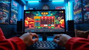 Main scene featuring bolahiu login game on a computer screen with a player immersed in gaming.